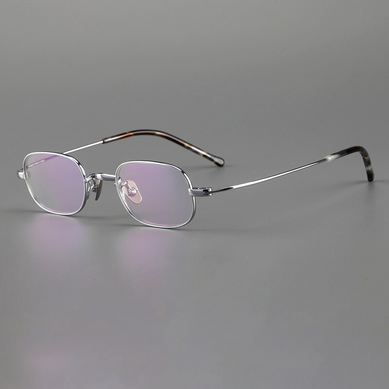 Muzz Unisex Full Rim Small Round Titanium Eyeglasses 103-503 Full Rim Muzz Square Silver