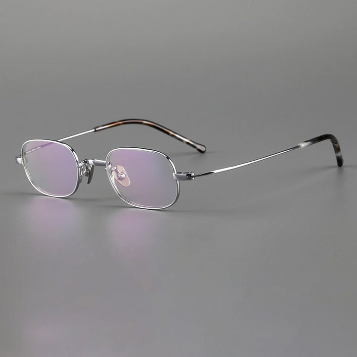 Muzz Unisex Full Rim Small Round Titanium Eyeglasses 103-503 Full Rim Muzz Square Silver