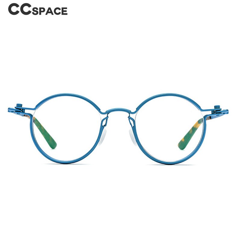 CCspace Unisex Full Rim Round Steampunk Titanium Eyeglasses 54721 Full Rim CCspace