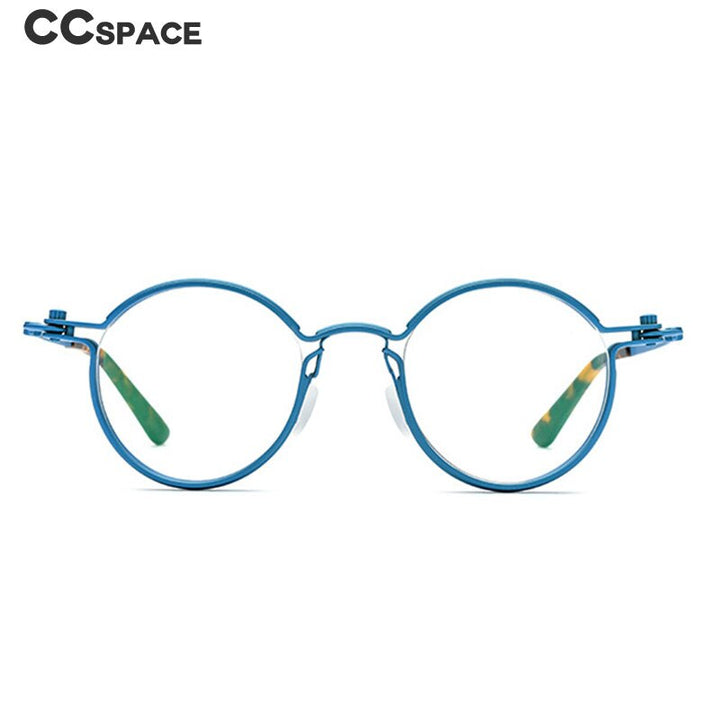 CCspace Unisex Full Rim Round Steampunk Titanium Eyeglasses 54721 Full Rim CCspace