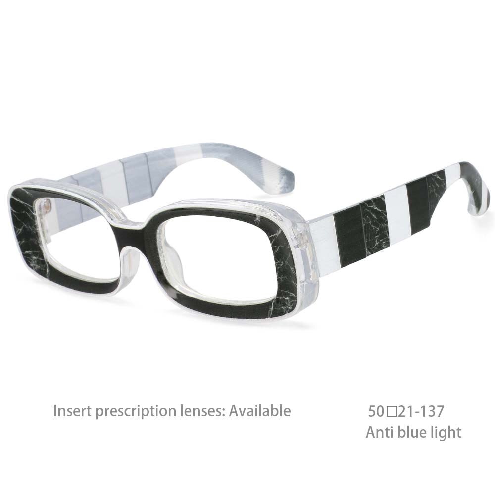 CCspace Unisex Full Rim Rectangle Resin Frame Punk Eyeglasses 54430 Full Rim CCspace China Black stripe