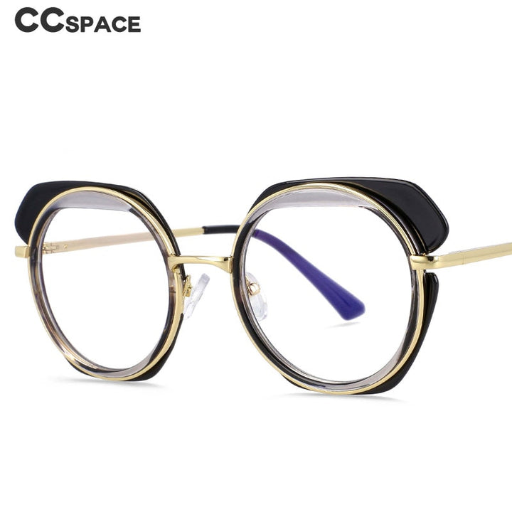CCspace Unisex Full Rim Round Tr 90 Titanium Eyeglasses 54171 Full Rim CCspace