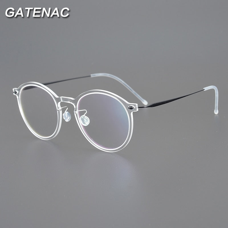 Gatenac Unisex Full Rim Round Titanium Eyeglasses Gxyj955 Full Rim Gatenac