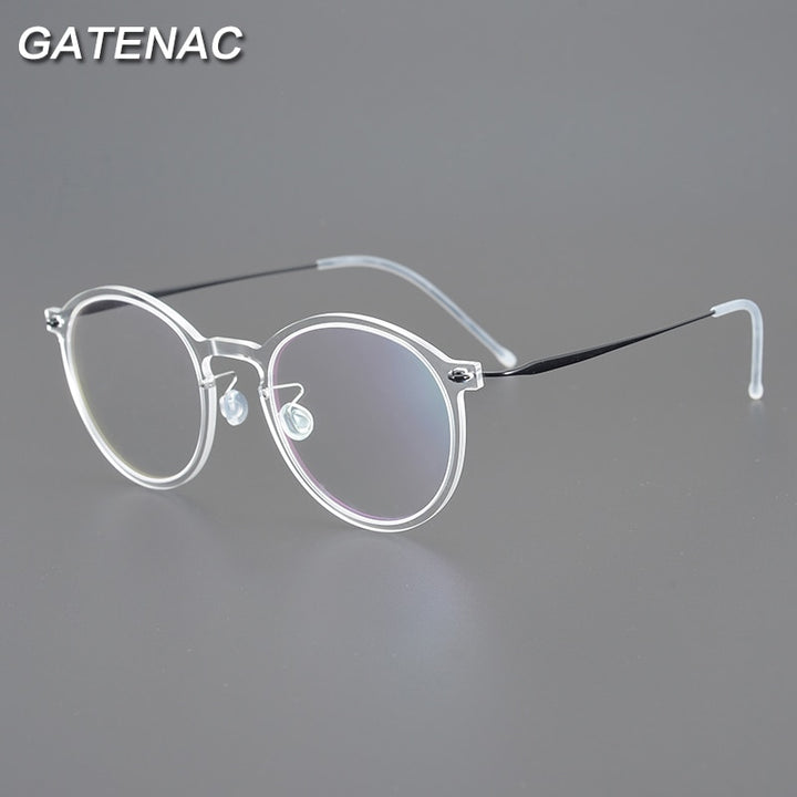 Gatenac Unisex Full Rim Round Titanium Eyeglasses Gxyj955 Full Rim Gatenac