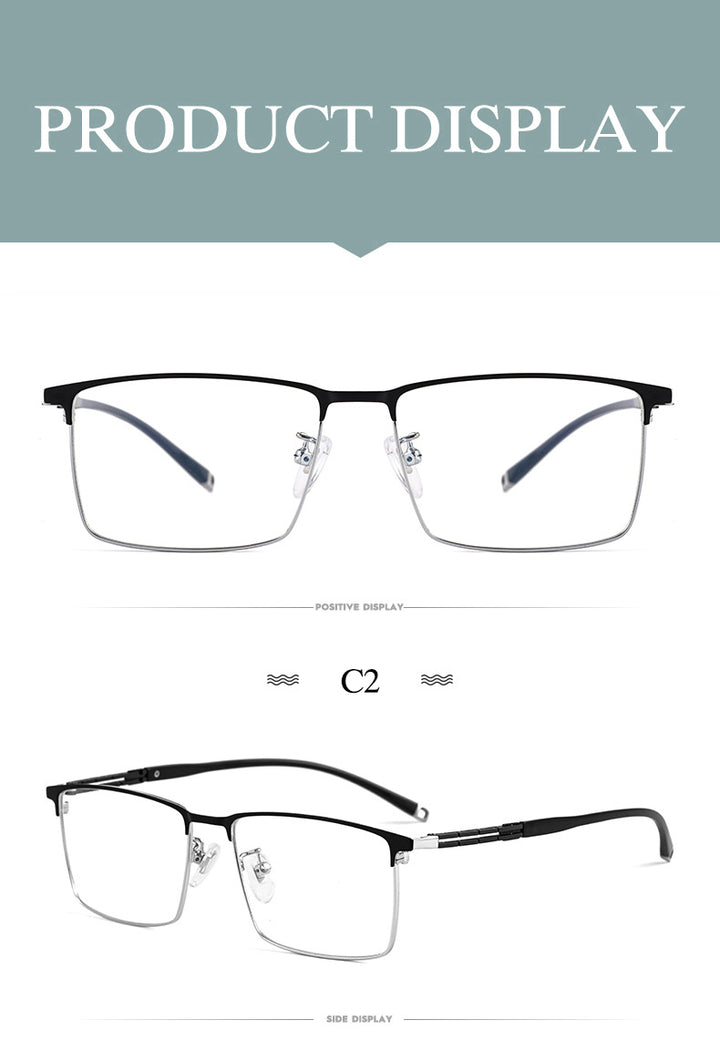 Hotochki Men's Full Rim Square Tr 90 Titanium Frame Eyeglasses T8607t Full Rim Hotochki