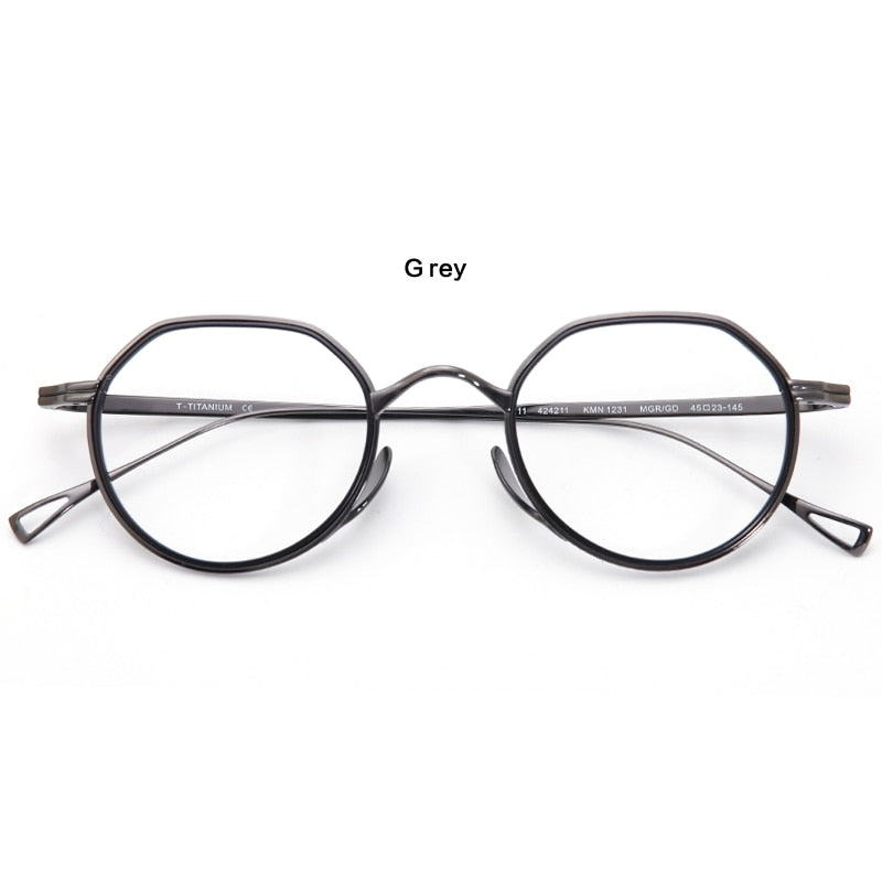 Muzz Unisex Full Rim Round Square Titanium Acetate Eyeglasses 1231 Full Rim Muzz C3