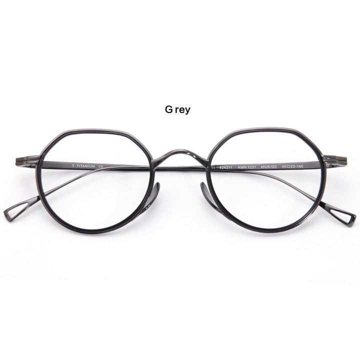 Muzz Unisex Full Rim Round Square Titanium Acetate Eyeglasses 1231 Full Rim Muzz C3