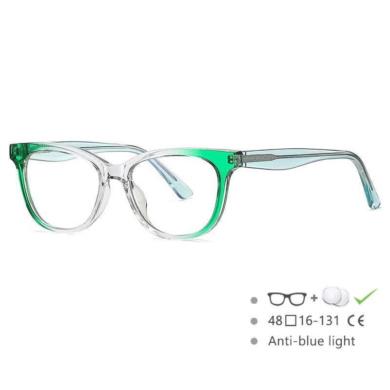 CCspace Youth's Unisex Full Rim Square Tr 90 Titanium Eyeglasses 54525 Full Rim CCspace China C2Green