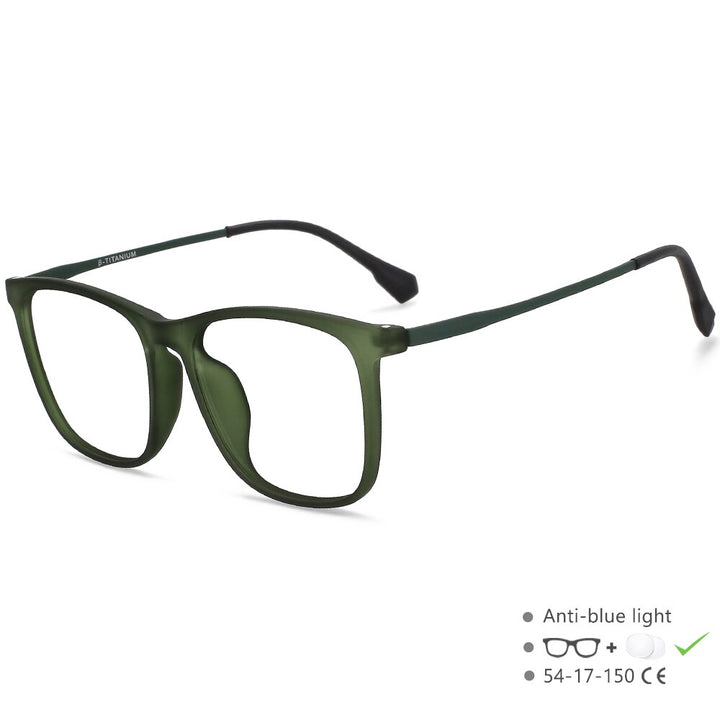 CCspace Unisex Full Rim Square Tr 90 Titanium Eyeglasses 55521 Full Rim CCspace Green China