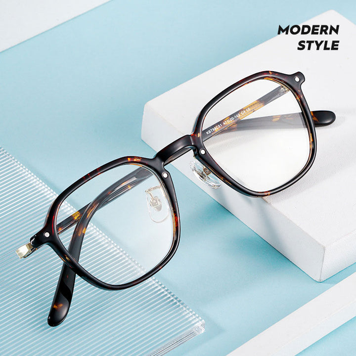 Yimaruili Unisex Full Rim Small Oval Acetate Alloy Eyeglasses KBT98C51 Full Rim Yimaruili Eyeglasses