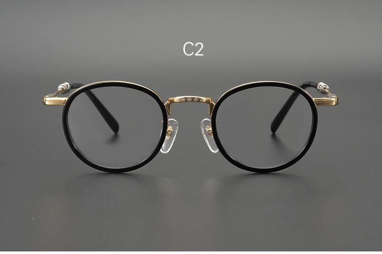 Yujo Unisex Full Rim Round Acetate Stainless Steel Eyeglasses Full Rim Yujo C2 China