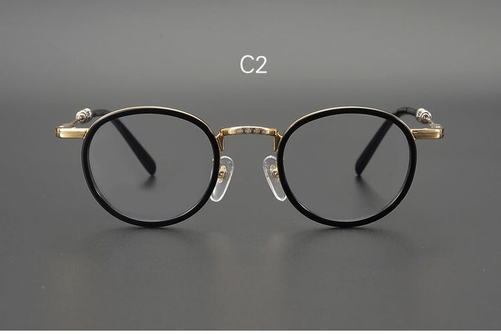 Yujo Unisex Full Rim Round Acetate Stainless Steel Eyeglasses Full Rim Yujo C2 China