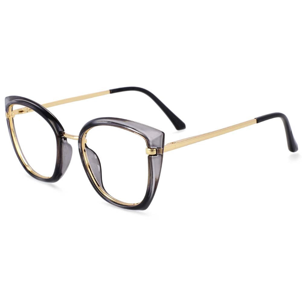 CCspace Unisex Full Rim Square Cat Eye Tr 90 Titanium Frame Eyeglasses 54238 Full Rim CCspace Black gray