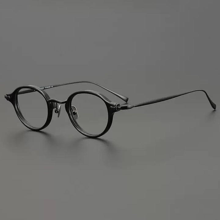 Gatenac Unisex Full Rim Round Small Acetate Titanium Eyeglasses Gxyj890 Full Rim Gatenac