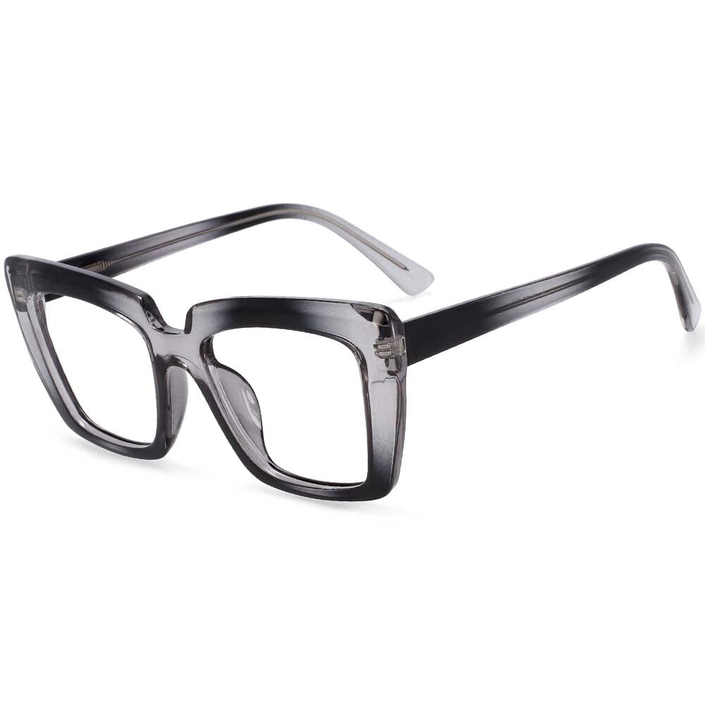 CCspace Women's Full Rim Big Square Acetate Frame Eyeglasses 54340 Full Rim CCspace China Gray-Black