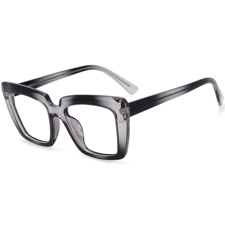 CCspace Women's Full Rim Big Square Acetate Frame Eyeglasses 54340 Full Rim CCspace China Gray-Black