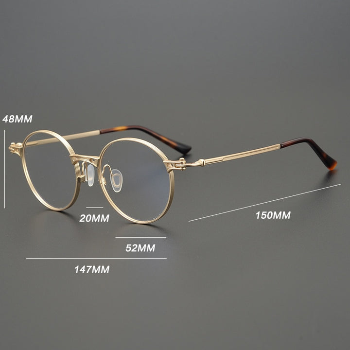 Gatenac Unisex Full Rim Round Titanium Frame Eyeglasses Gxyj760 Full Rim Gatenac