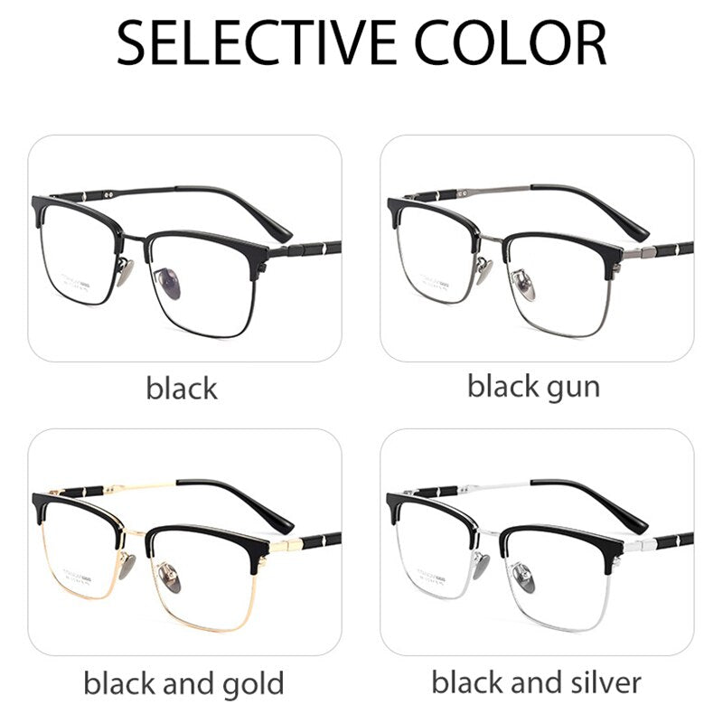 Handoer Men's Full Rim Square Titanium Eyeglasses 9016 Full Rim Handoer   