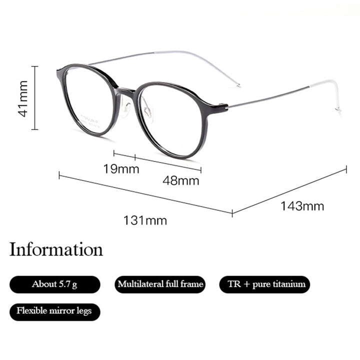 Hotony Women's Full Rim Round Square Acetate Eyeglasses 5820m Full Rim Hotony