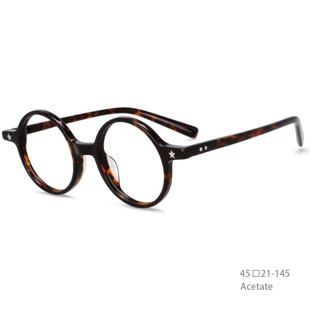 CCspace Unisex Full Rim Round Acetate Frame Eyeglasses 49424 Full Rim CCspace Leopard China