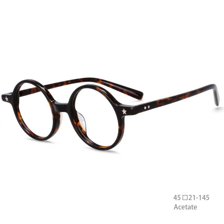 CCspace Unisex Full Rim Round Acetate Frame Eyeglasses 49424 Full Rim CCspace Leopard China