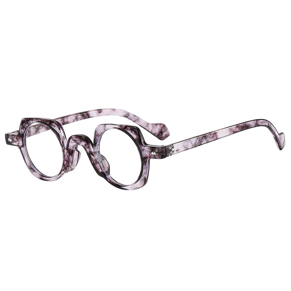CCspace Women's Full Rim Irregular Round Acetate Eyeglasses 55267 Full Rim CCspace MarbleGrain China