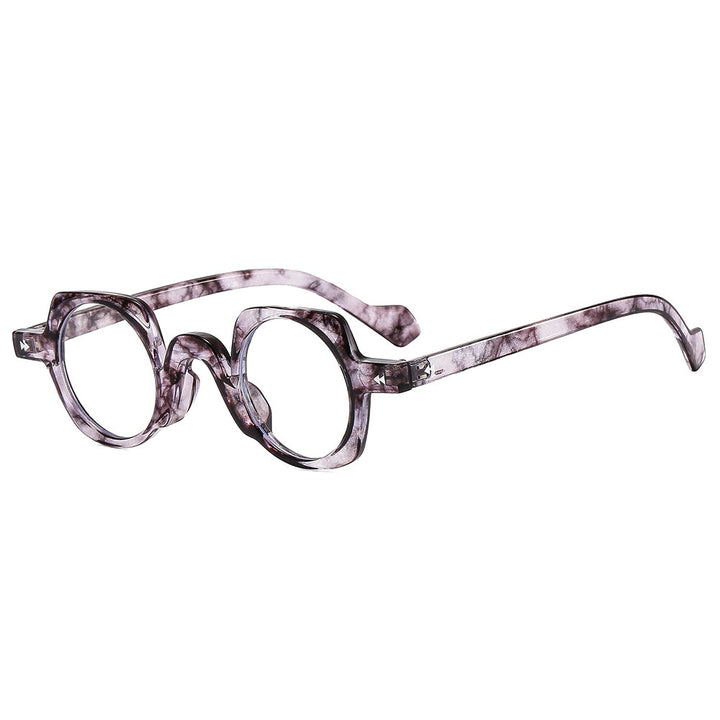 CCspace Women's Full Rim Irregular Round Acetate Eyeglasses 55267 Full Rim CCspace MarbleGrain China
