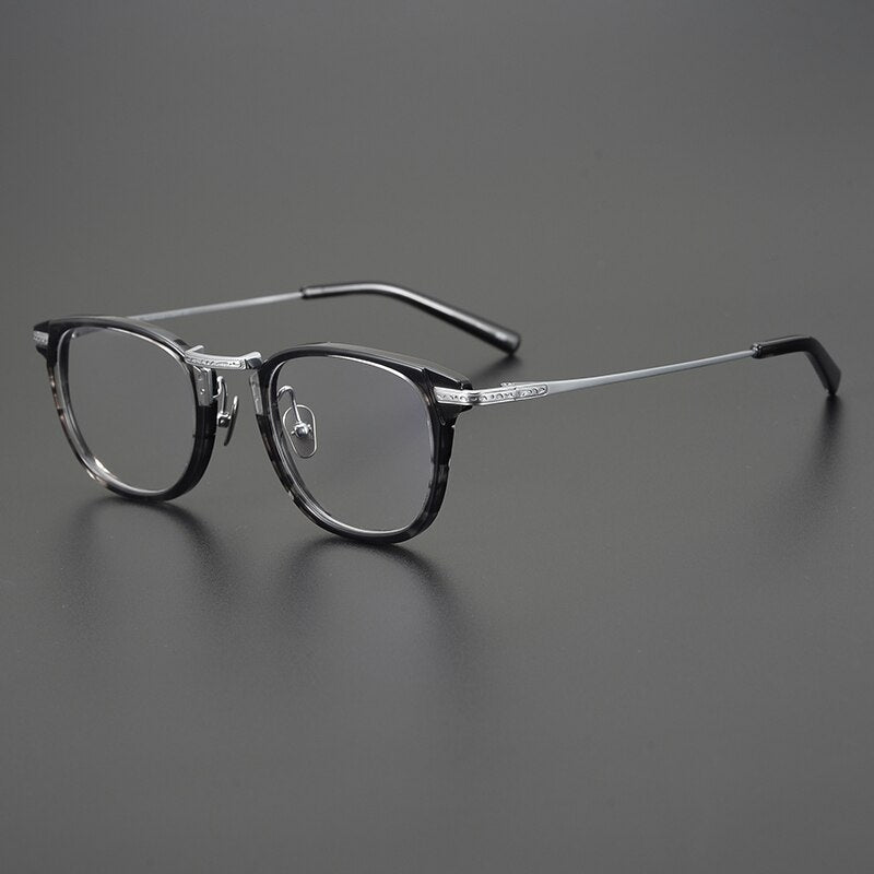 Gatenac Unisex Full Rim Square Titanium Acetate Eyeglasses Gxyj926 Full Rim Gatenac Stripe
