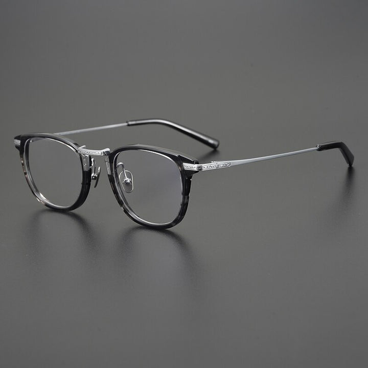 Gatenac Unisex Full Rim Square Titanium Acetate Eyeglasses Gxyj926 Full Rim Gatenac Stripe