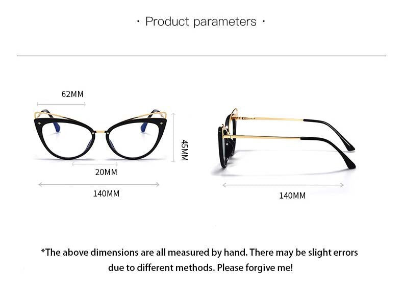 CCspace Women's Full Rim Cat Eye Acetate Alloy Eyeglasses 55060 Full Rim CCspace