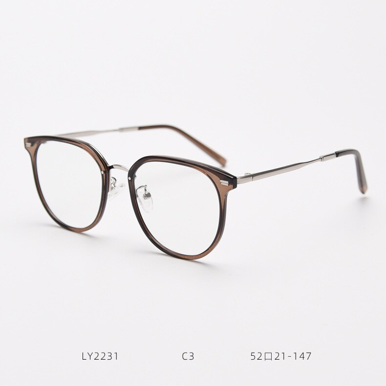 CCspace Unisex Full Rim Square Tr 90 Titanium Eyeglasses 55803 Full Rim CCspace Tea China