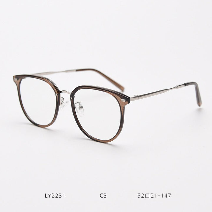 CCspace Unisex Full Rim Square Tr 90 Titanium Eyeglasses 55803 Full Rim CCspace Tea China
