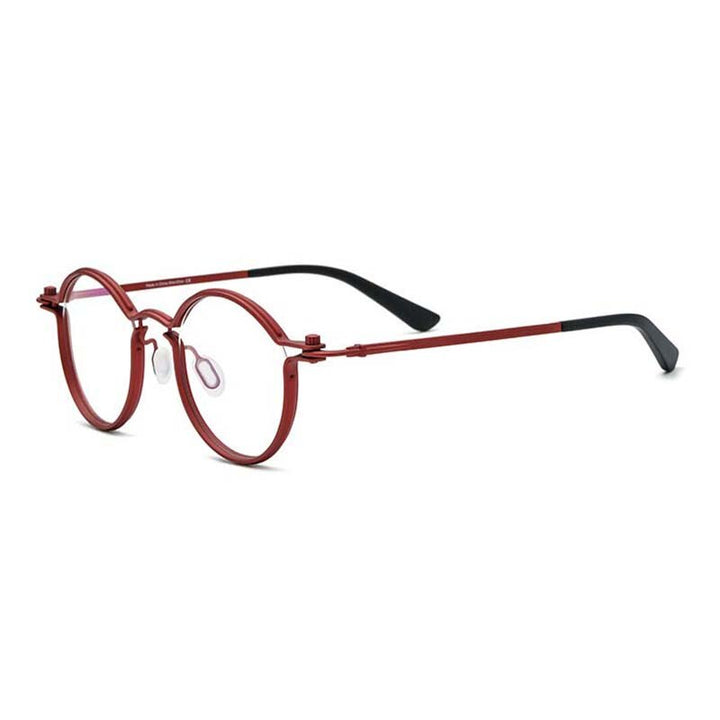 CCspace Unisex Full Rim Round Steampunk Titanium Eyeglasses 54721 Full Rim CCspace Red China