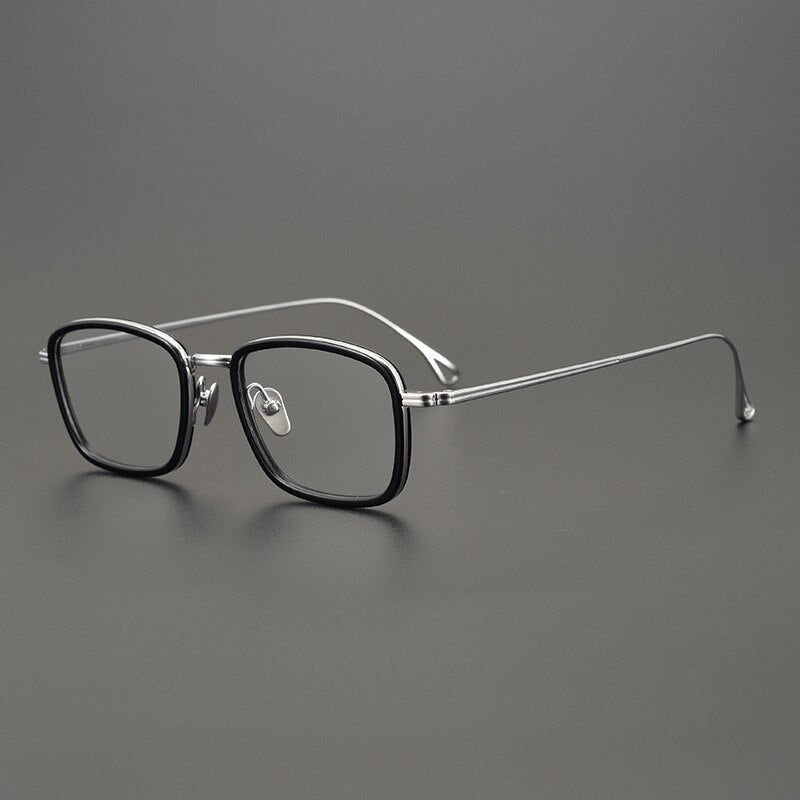 Gatenac Unisex Full Rim Square Titanium Acetate Frame Eyeglasses Gxyj785 Full Rim Gatenac Black
