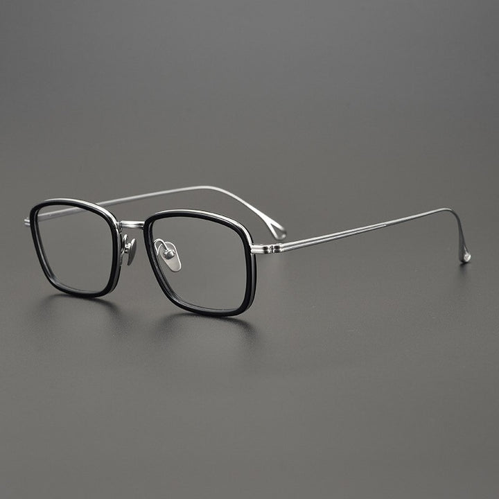 Gatenac Unisex Full Rim Square Titanium Acetate Frame Eyeglasses Gxyj785 Full Rim Gatenac Black