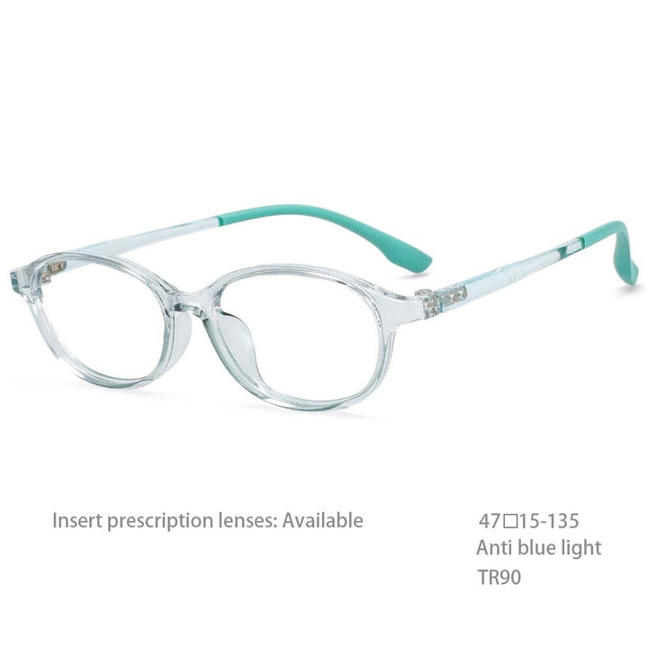 CCspace Unisex Youth Size Full Rim Oval Tr 90 Titanium Frame Eyeglasses 54466 Full Rim CCspace China Green
