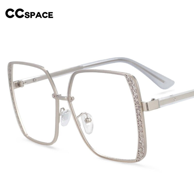 CCspace Women's Full Rim Square Hollow Alloy Frame Eyeglasses 54205 Full Rim CCspace