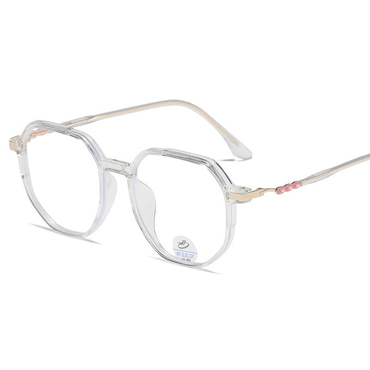Reven Jate Unisex Full Rim Polygon Oval Tr 90 Eyeglasses 81240 Full Rim Reven Jate transparent