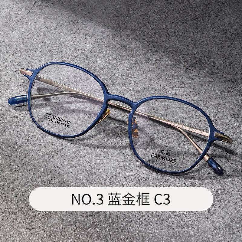 Reven Jate Unisex Full Rim Round Titanium Eyeglasses FM041 Full Rim Reven Jate C3