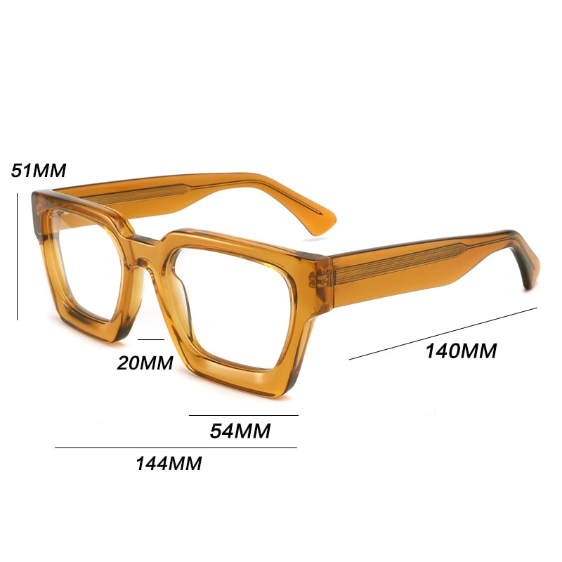 Gatenac Unisex Full Rim Large Square Acetate Eyeglasses Gxyj885 Full Rim Gatenac