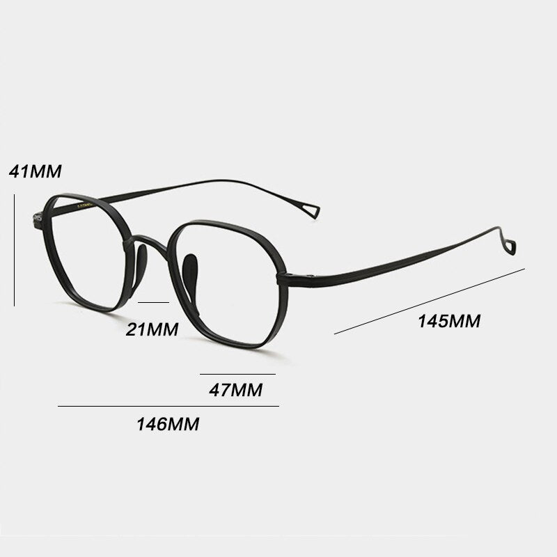 Gatenac Unisex Full Rim Polygon Square Titanium Eyeglasses Gxyj914 Full Rim Gatenac