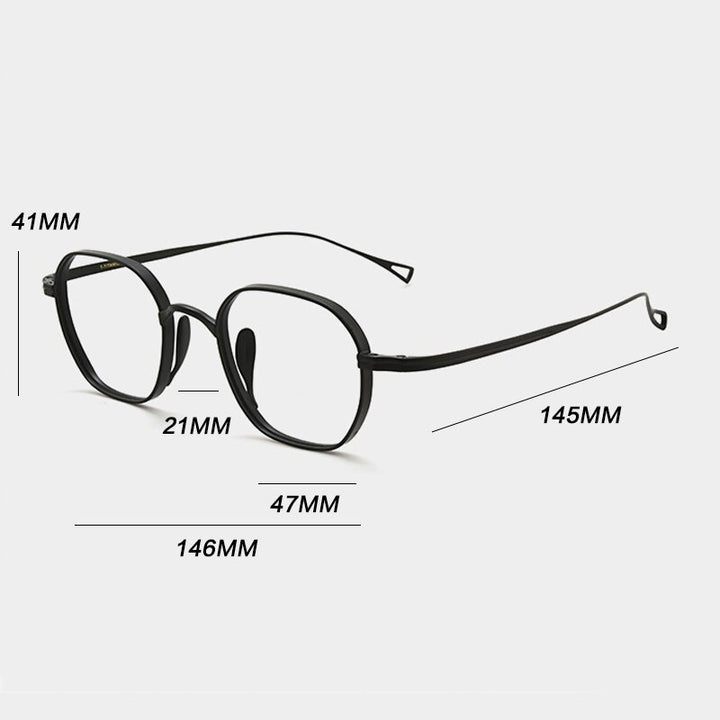 Gatenac Unisex Full Rim Polygon Square Titanium Eyeglasses Gxyj914 Full Rim Gatenac