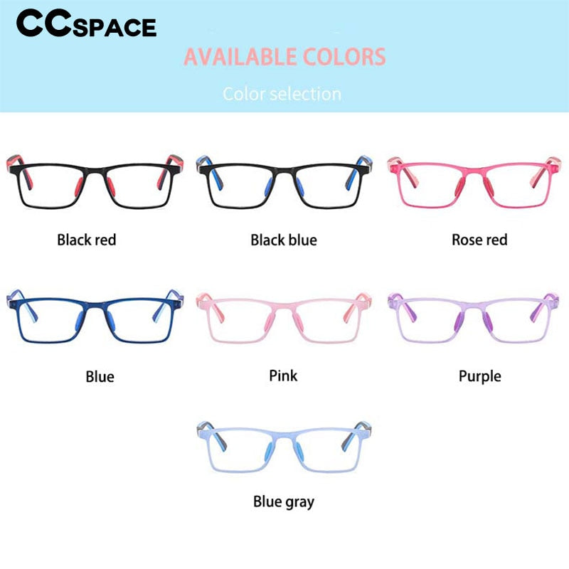 CCspace Unisex Youth Full Rim Square Silicone Eyeglasses 54670 Full Rim CCspace