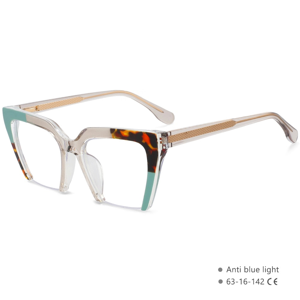 CCspace Women's Semi Rim Cat Eye Tr 90 Titanium Eyeglasses 55581 Semi Rim CCspace China C2Green