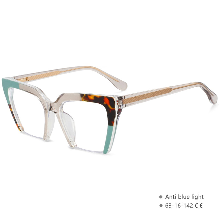 CCspace Women's Semi Rim Cat Eye Tr 90 Titanium Eyeglasses 55581 Semi Rim CCspace China C2Green
