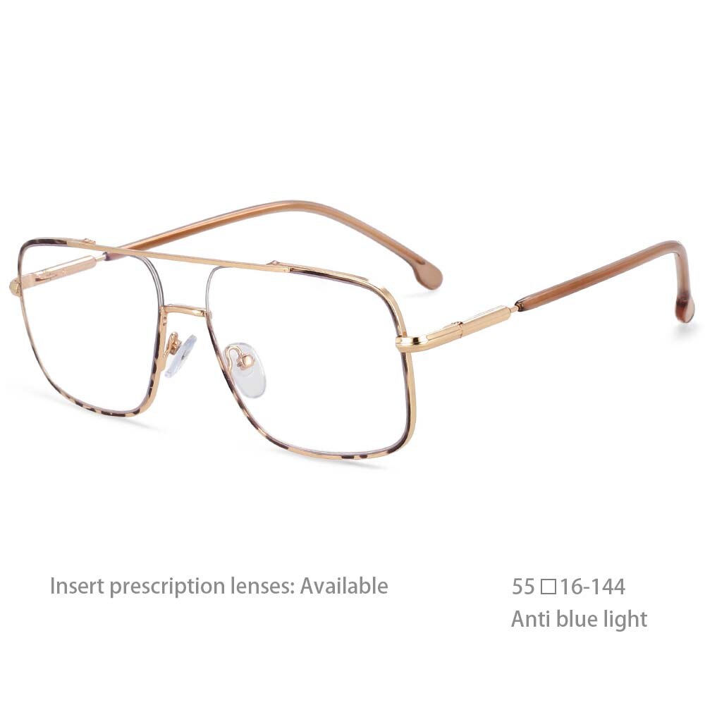 CCspace Unisex Full Rim Square Alloy Double Bridge Frame Eyeglasses 54240 Full Rim CCspace China Leopard