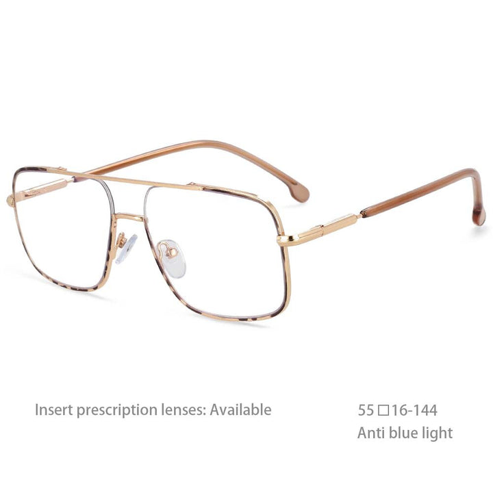 CCspace Unisex Full Rim Square Alloy Double Bridge Frame Eyeglasses 54240 Full Rim CCspace China Leopard