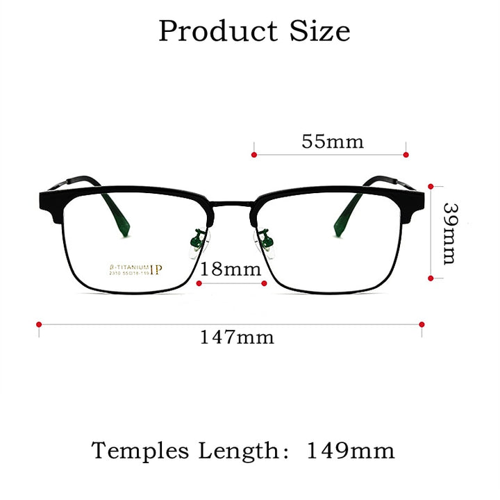 Yimaruili Men's Full Rim Square Acetate Titanium Eyeglasses 2310yj Full Rim Yimaruili Eyeglasses