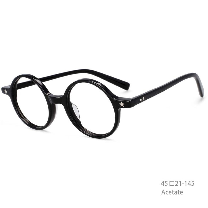CCspace Unisex Full Rim Round Acetate Frame Eyeglasses 49424 Full Rim CCspace Black China