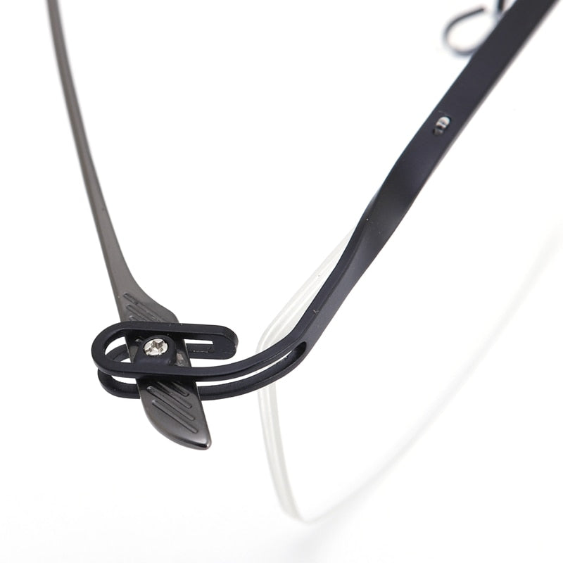 Muzz Men's Semi Rim Rectangle IP Titanium Eyebrow Frame Eyeglasses 04 Semi Rim Muzz